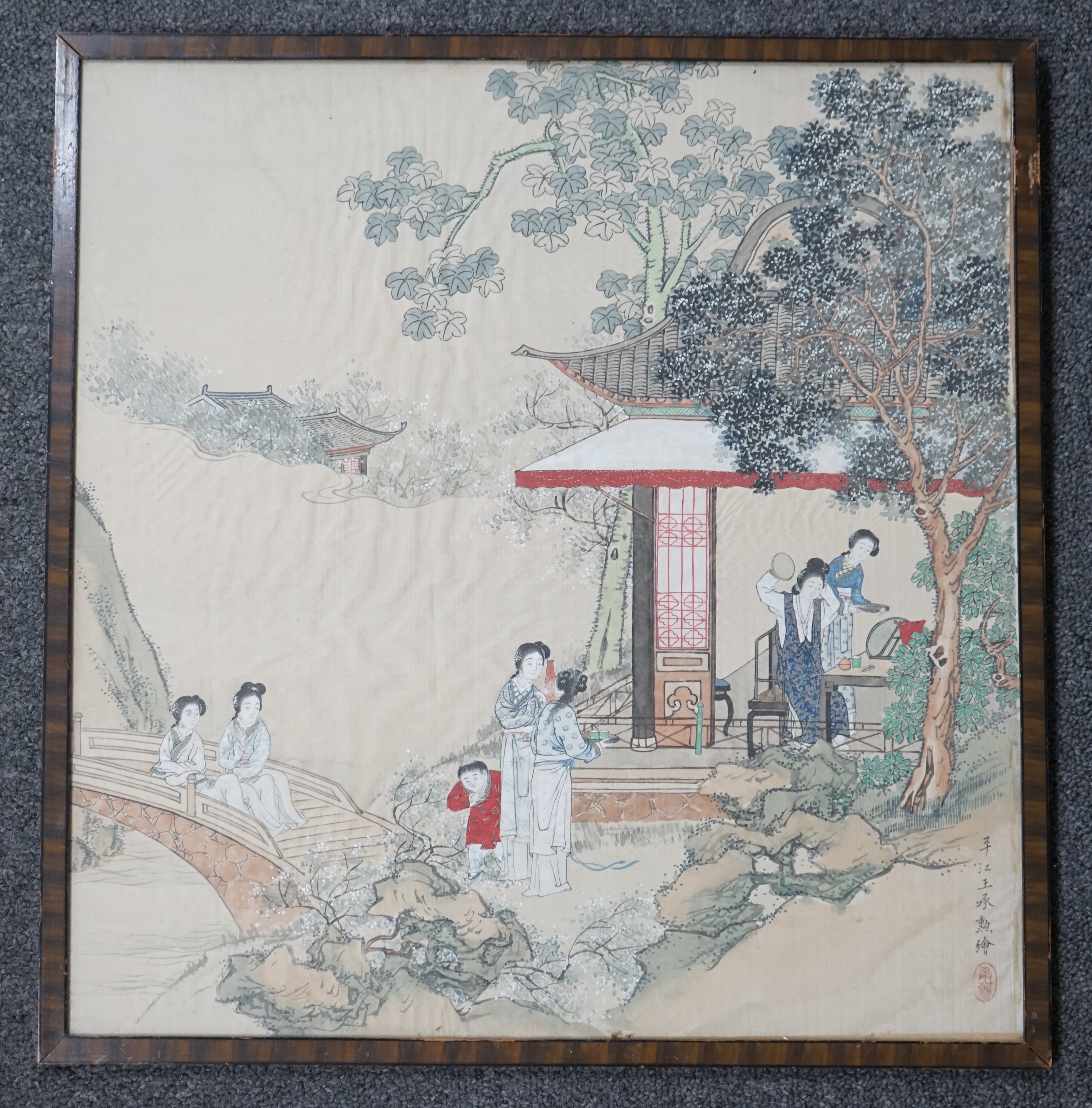 Chinese School, early 20th century, a pair of paintings on silk, festival scenes